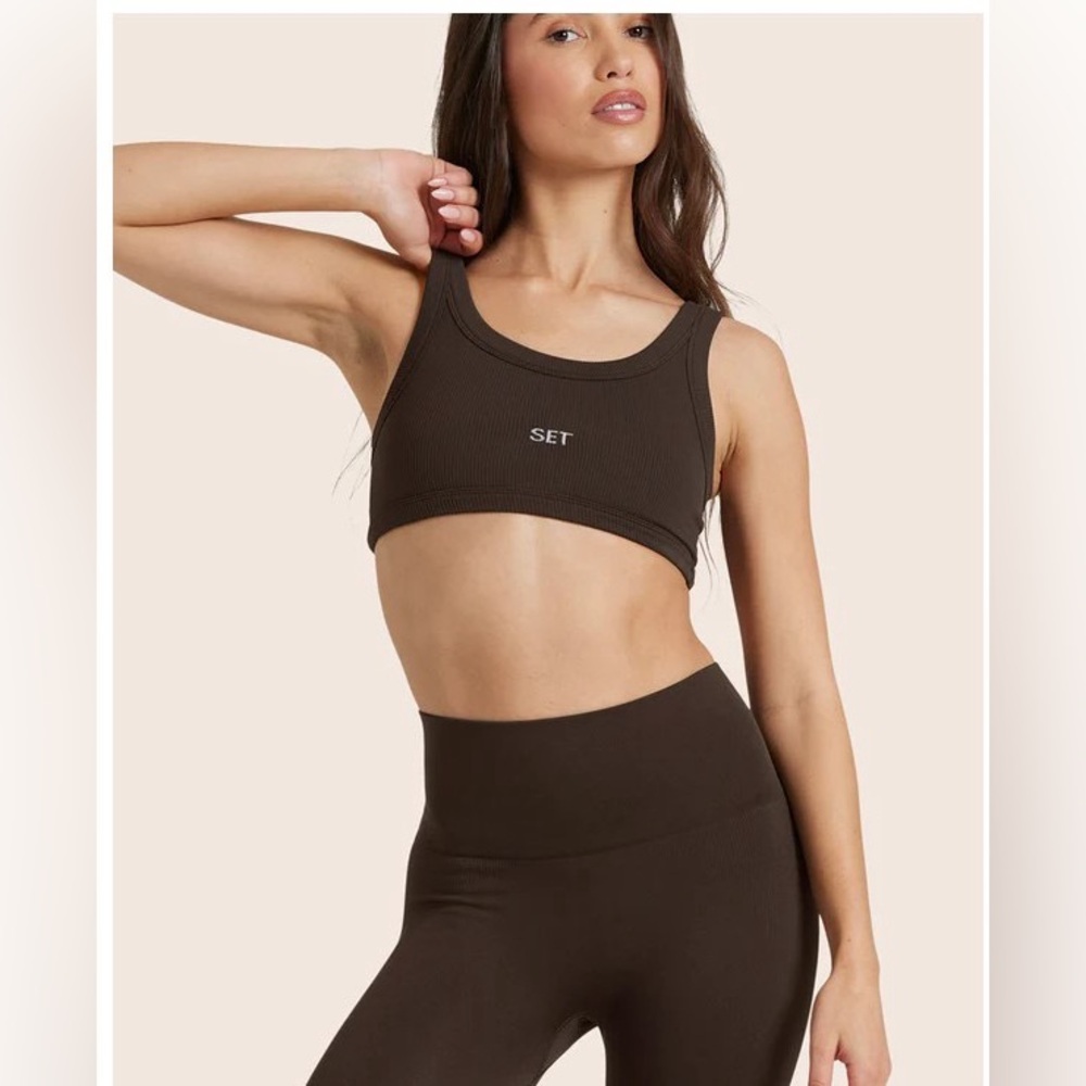 SET Active espresso power hold bra lightly worn! size medium